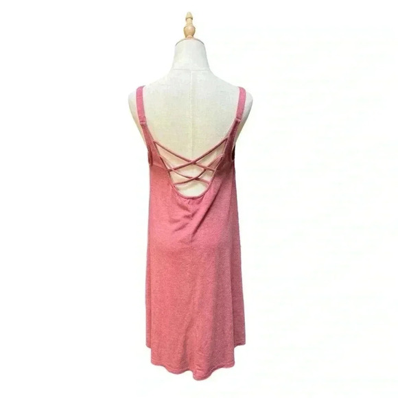 Mia Joy Pink Tank Gathered Side Midi Dress with crisscrossed back Size M - Picture 2 of 5